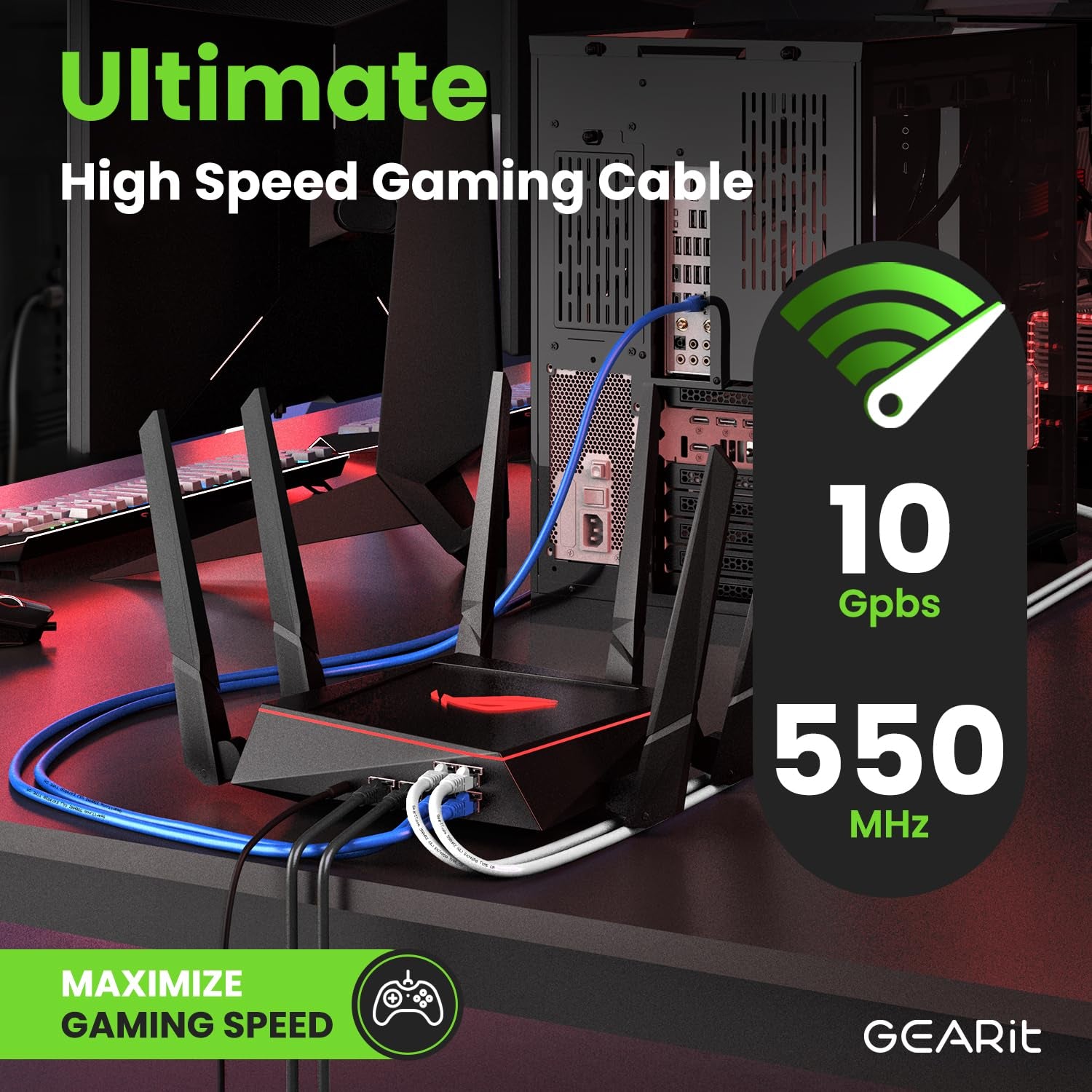 Cat 6 Ethernet Cable Pack - 10-Pack 14 Ft Cat6 Ethernet Patch Cables | RJ45 Network Patch Cable, 10 Gbps Snagless Gold-Plated Connectors - Ethernet Cable Cat 6 for PC, TV, Router - Black